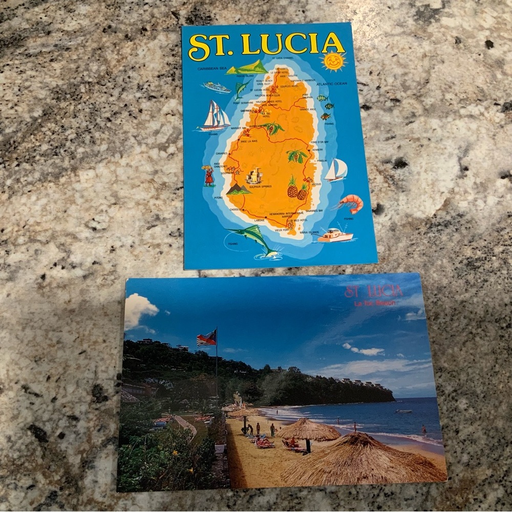 Vintage St Lucia Postcards 2 1990s never used Beach Island travel Souvenir